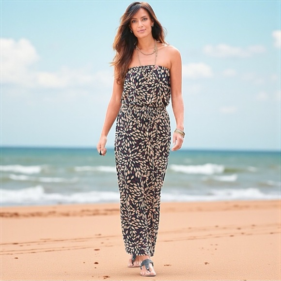 Lascana Bandeau Maxi Dress Size 6 Small NEW Beach Vacation Cruise Stretch Venus - Picture 9 of 10